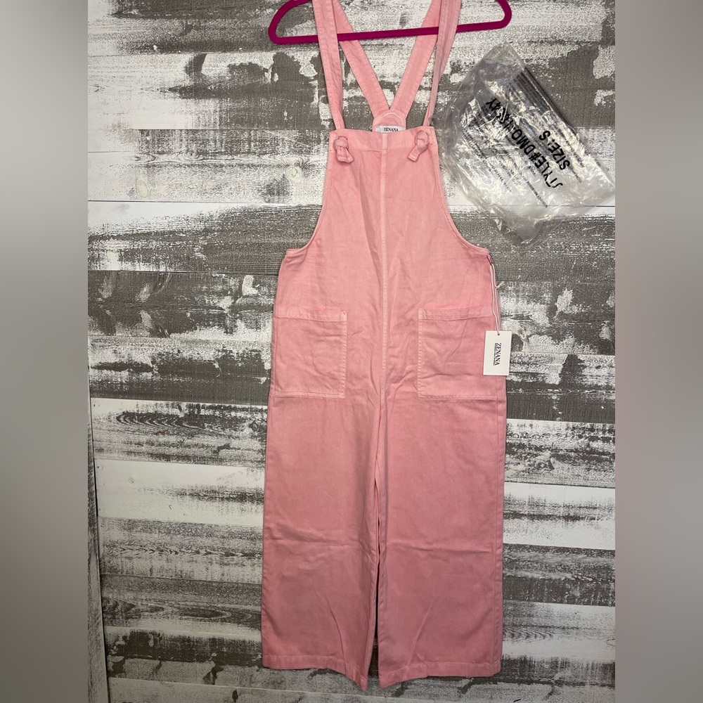 Zenana Tie Knot Pink overalls